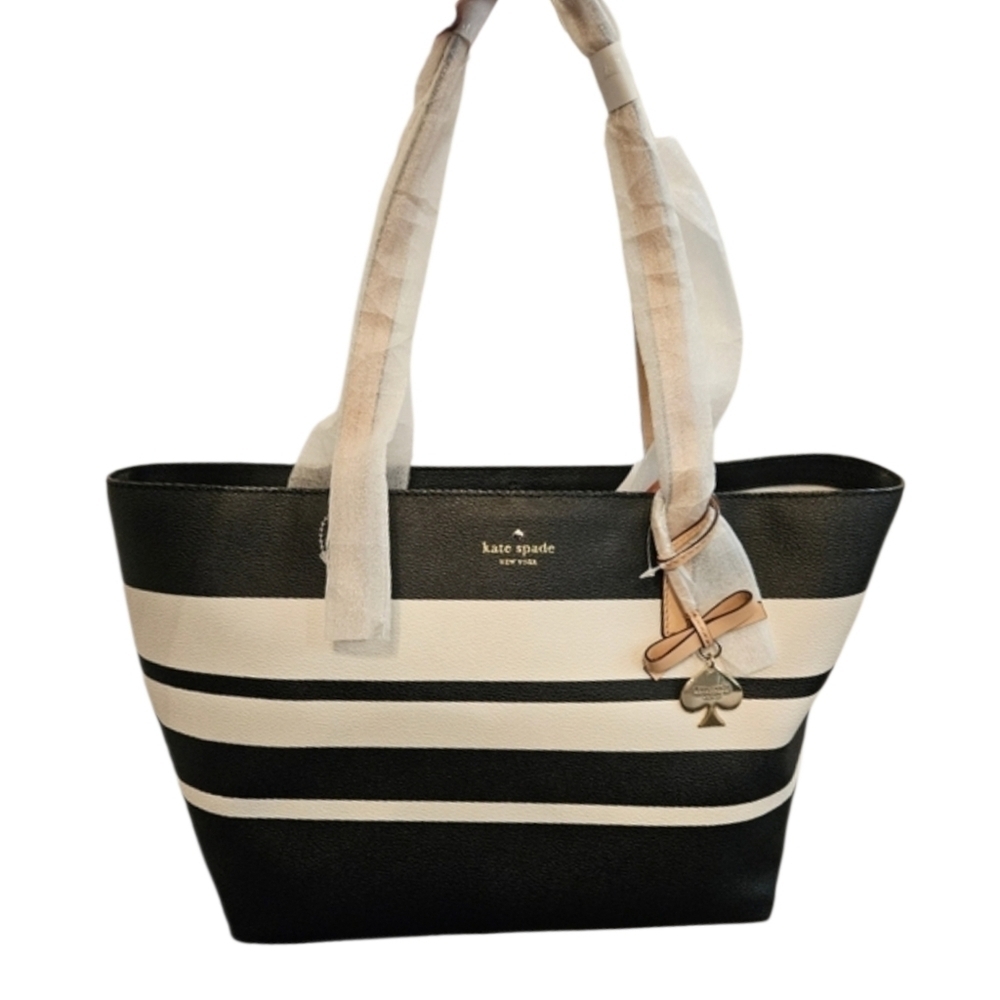 NWT Kate Spade ♠️ Large Hawthorne Lane Ryan Striped Tote + Bag Charm